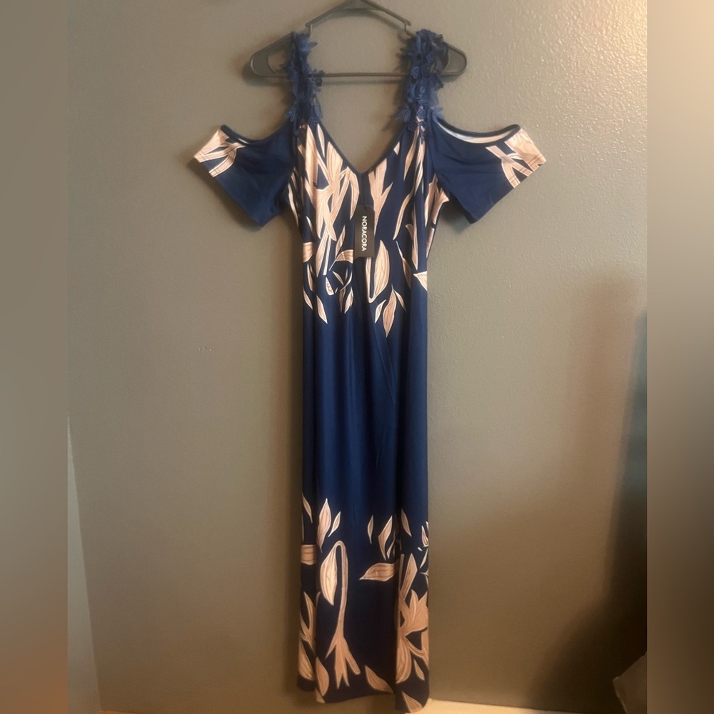Elegant Blue Floral Dress